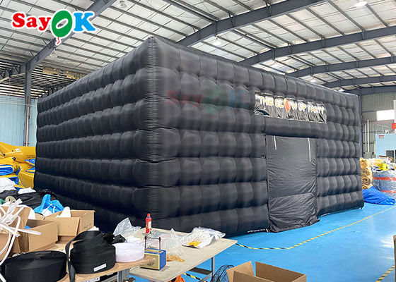 Inflatable Outdoor Tent Portable Disco Black House Cube Blow Up Nightclub Tent With Lighting Inflatable Party Tent