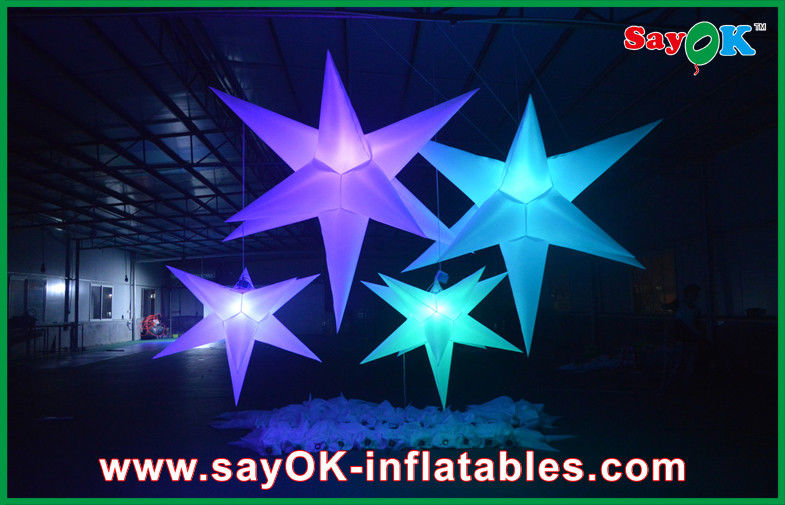 White Polyester Cloth Inflatable Led Star Lighting 1.5m / 2m For Party