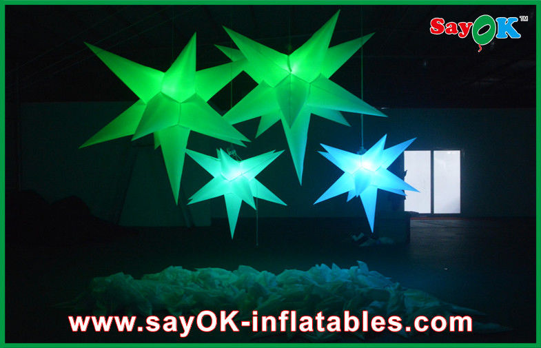White Polyester Cloth Inflatable Led Star Lighting 1.5m / 2m For Party