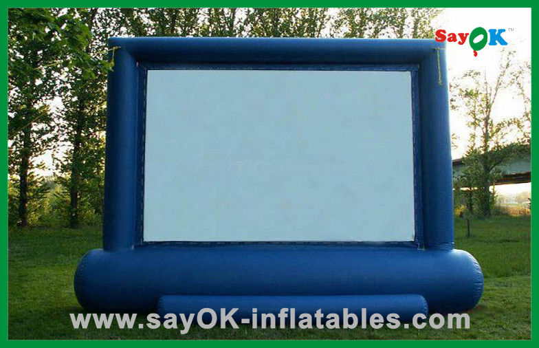 Blue Large Inflatable Movie Screen Rental For Backyard Movie Theater