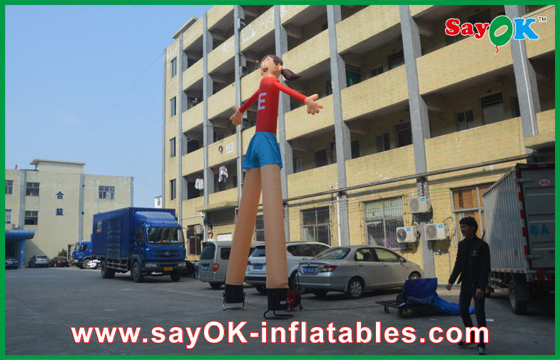 Inflatable Waving Man Red Cartoon Advertising Air Dancers Printing Attractive 5m High For Supermarket