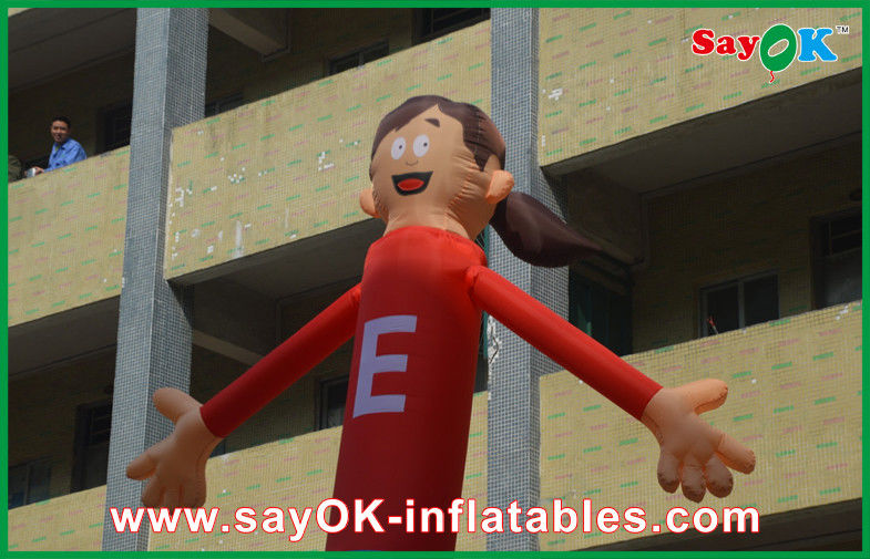 Inflatable Waving Man Red Cartoon Advertising Air Dancers Printing Attractive 5m High For Supermarket