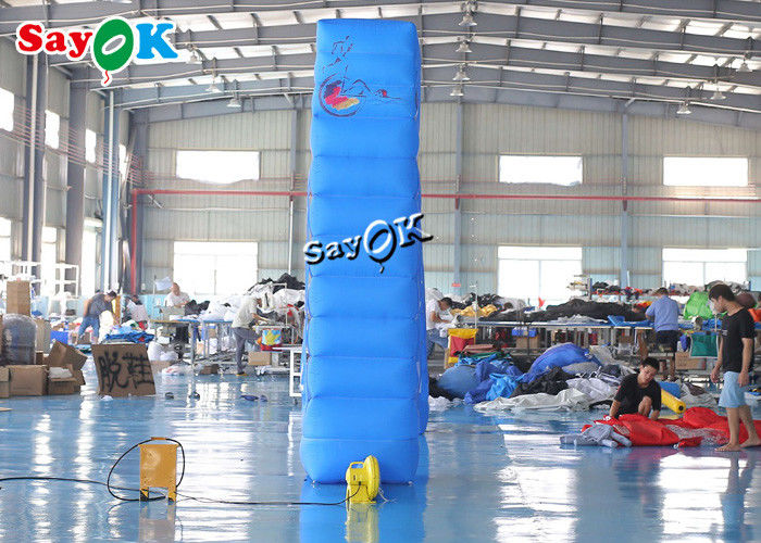 Inflatable Rainbow Arch 4x3m Blue Oxford Cloth Inflatable Race Arch With Air Blower Logo Printing
