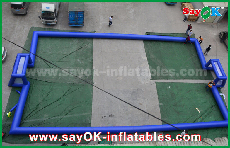 Inflatable Football Game Blue 0.4 PVC Portable Inflatable Football Field / Football Pitch CE Standard Blower