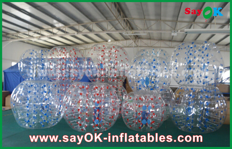 Soccer Inflatable Games Transparent Red / Blue Large Inflatable Sports Games Bubble Soccer 1.5m For Camping