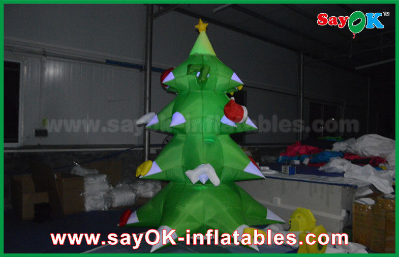 Green Nylon Inflatable Christmas Tree LED Lighting 2.5mm Nylon For Christmas