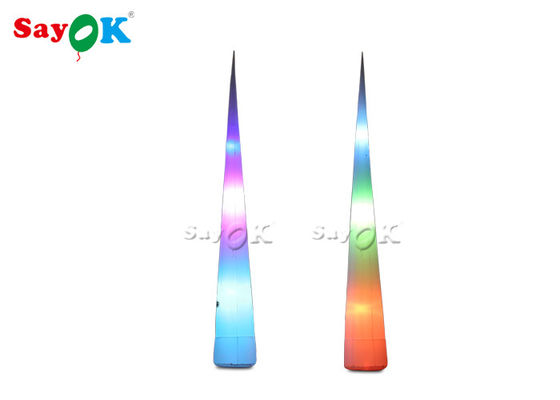 Decoração de iluminação inflável colorida LED Cone com sopro para publicidade