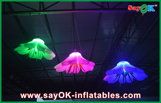 Púrpura / Verde GIant iluminação inflável decoração LED iluminação inflável flor