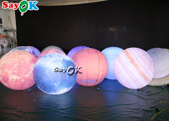 Iluminação LED enorme pendurada inflável Decoração Oito Planetas Material de PVC