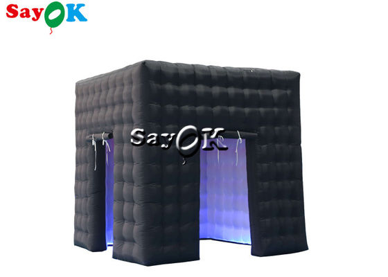 Cabine inflável preta inflável da foto da porta dobro do cubo da barraca 3mH 9.84FT do partido com diodo emissor de luz