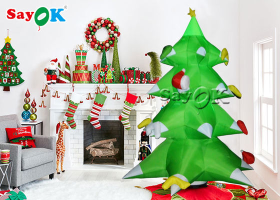 Novo design verde gigante inflável árvore de Natal com ornamentação bolas e estrelas