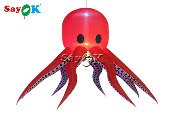Red 190T Nylon Octopus Tentáculos 3m Iluminação inflável Decoração