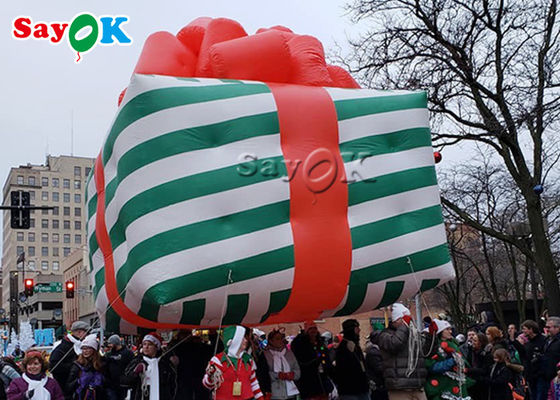 Caixa de presente de Natal inflável de tecido de Oxford Balão de desfile de hélio
