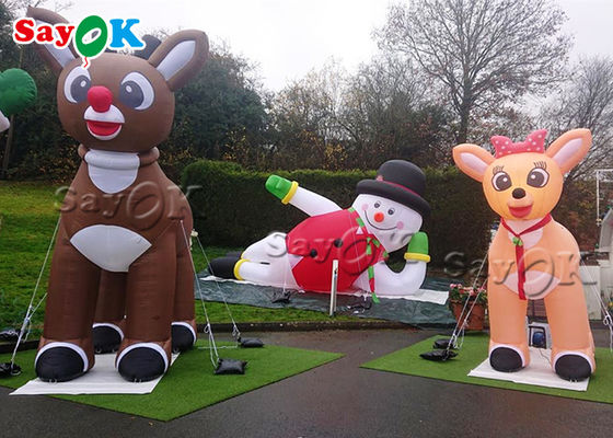 3m*4m Decoração de Natal ao ar livre Põe-se de lado boneco de neve inflável