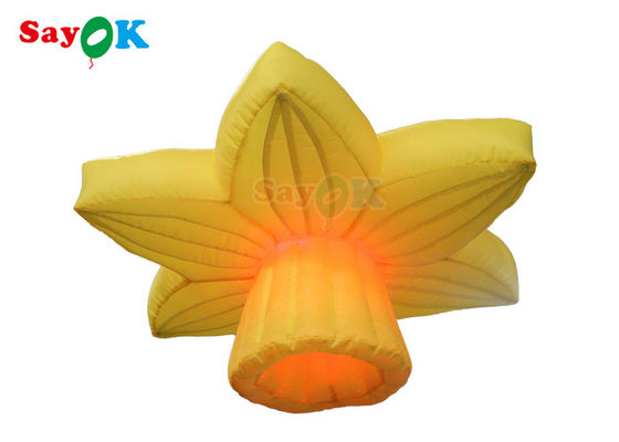 Decoração de iluminação inflável amarela de 1,0 m com flores rosas penduradas com LED
