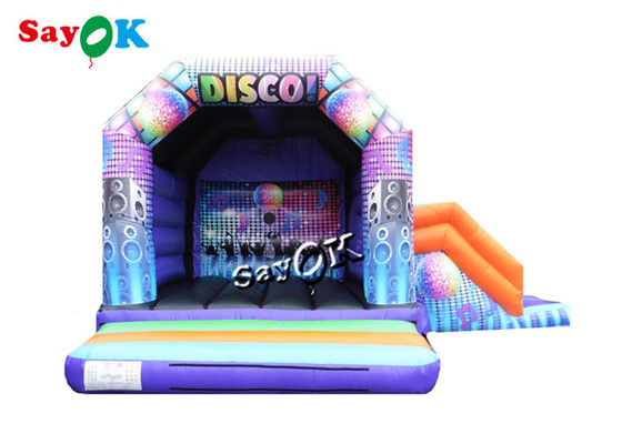 15x18ft discoteca inflável domo casa de salto com slide digital impresso