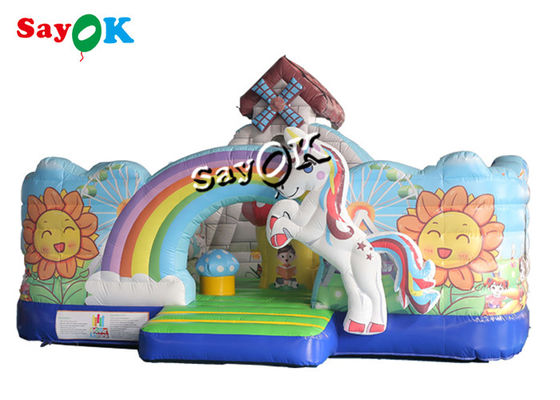 Unicorno Temática Crianças Salto Castelo Slide lonas inflável casa de salto com sopro