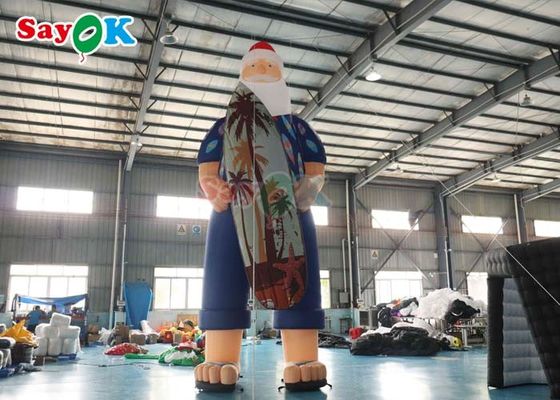 Modelo de decoração de Natal havaiano Pai Natal inflável na praia Tamanho 7,6m