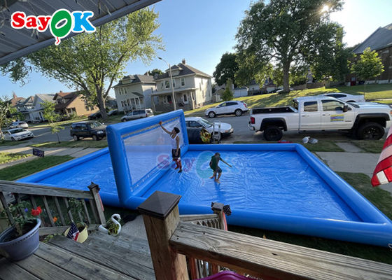 Esportes para adultos piscina gigante de voleibol inflável com rede de impressão de seda brinquedos infláveis de água para crianças