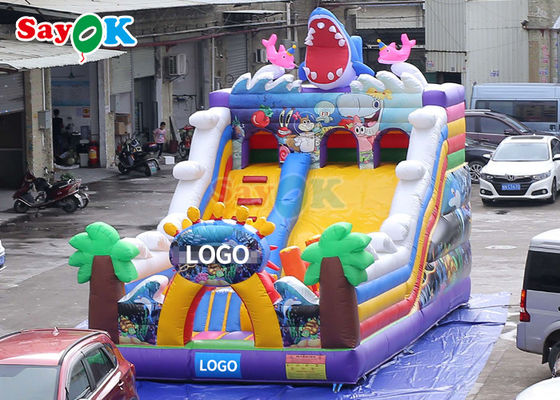 Slide inflável comercial desenho animado Pvc Slide inflável salteador Crianças saltar castelo Slide divertido curso de obstáculos