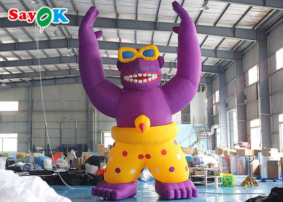 Tecido gigante de Oxford Explodir Personagens de desenhos animados Gorila inflável Publicidade