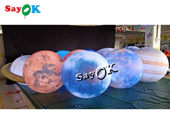 Iluminação LED enorme suspenso inflável oito planetas 0,25mm material de PVC