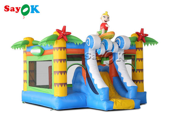 Palmeira inflável castelo de saltos com deslizamento tropical surf boy